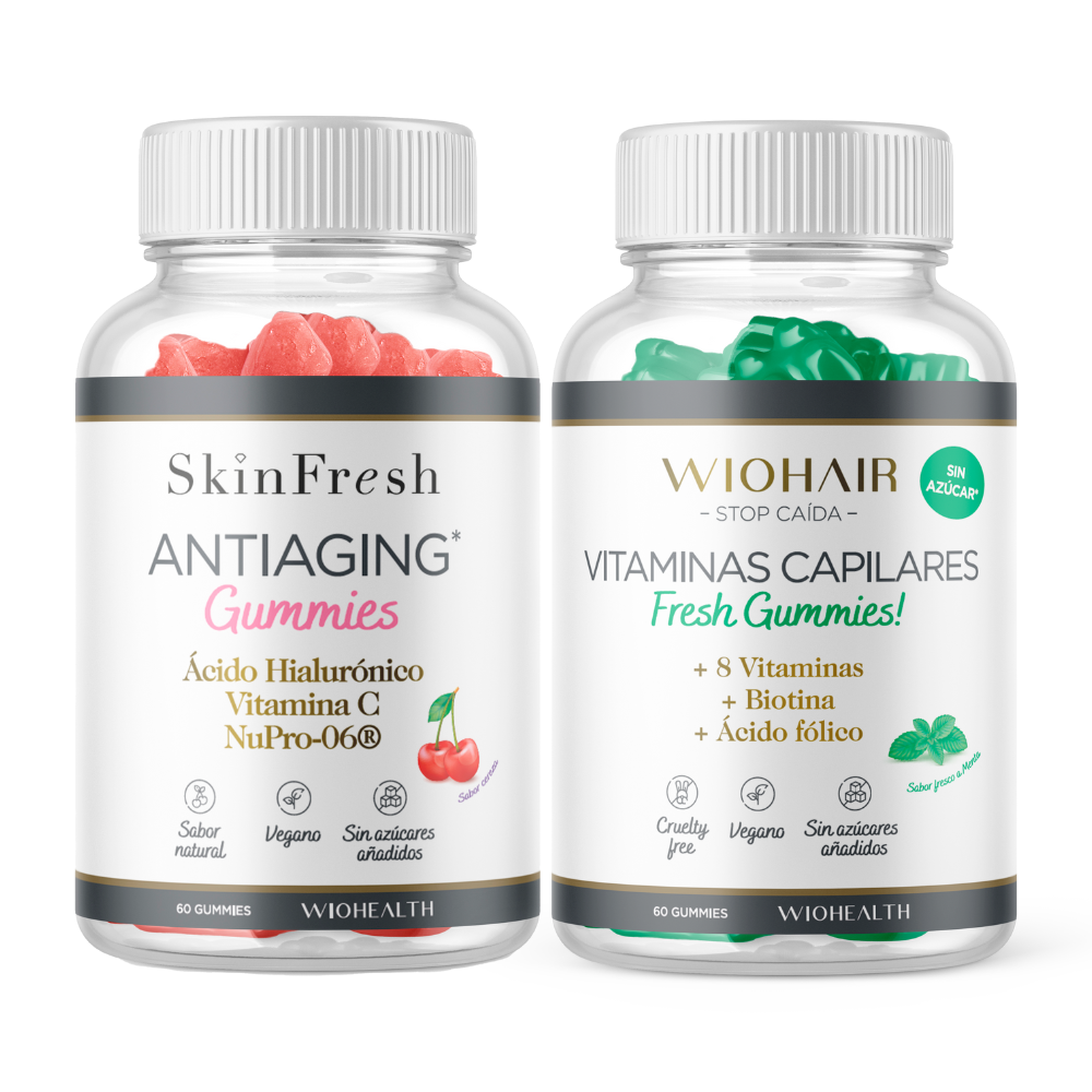 Pack Piel y Cabello: 1 Antiaging Gummies y 1 Vitaminas Capilares - Ahorra 10€