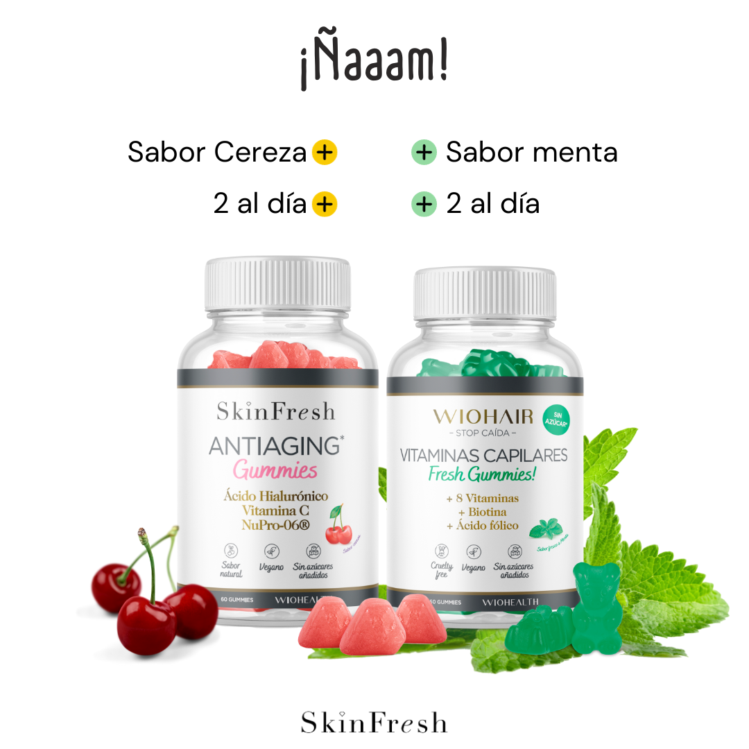 Pack Piel y Cabello: 1 Antiaging Gummies y 1 Vitaminas Capilares - Ahorra 10€