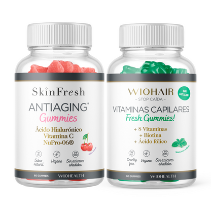 Pack Piel y Cabello:  1 Antiaging Gummies y 1 Vitaminas Capilares - Ahorra 10€