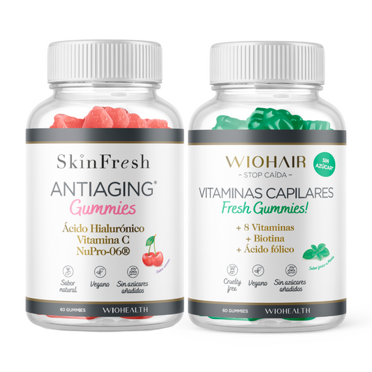 Pack Piel y Cabello:  1 Antiaging Gummies y 1 Vitaminas Capilares - Ahorra 10€